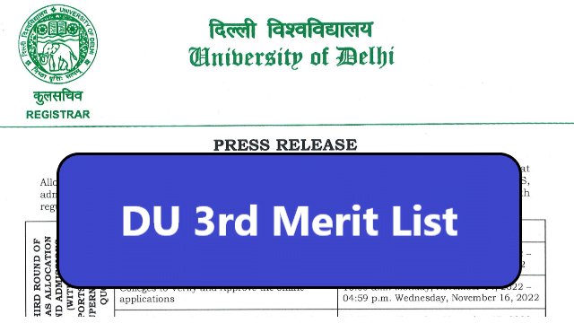 DU 3rd Merit List 2022