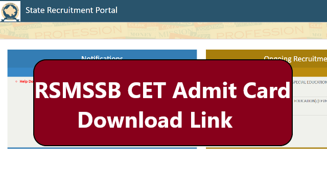 RSMSSB CET Admit Card 2023