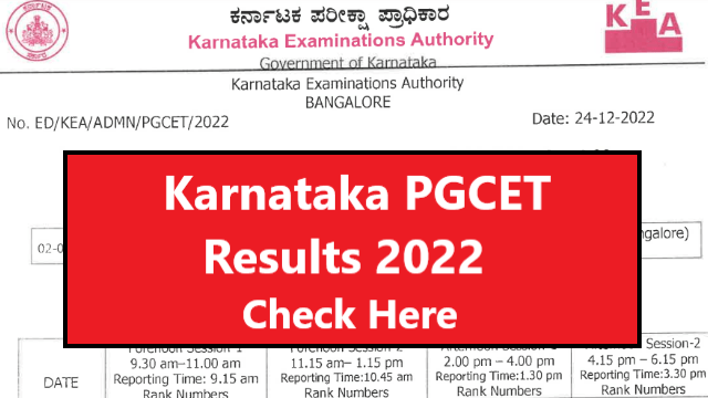 Karnataka PGCET Results 2022