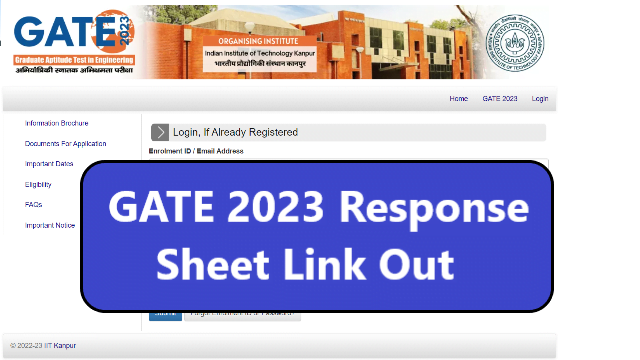 GATE 2023 Response Sheet, Answer Key Pdf Link at gate.iitk.ac.in 