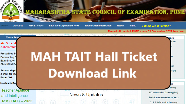 Maha TAIT Hall Ticket 2023