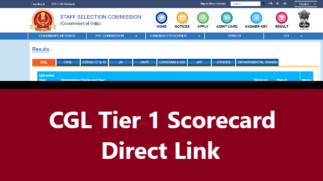SSC CGL Scorecard 2023 Tier 1