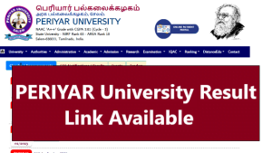 Periyar University Result 2023, UG & PG Marksheet Link