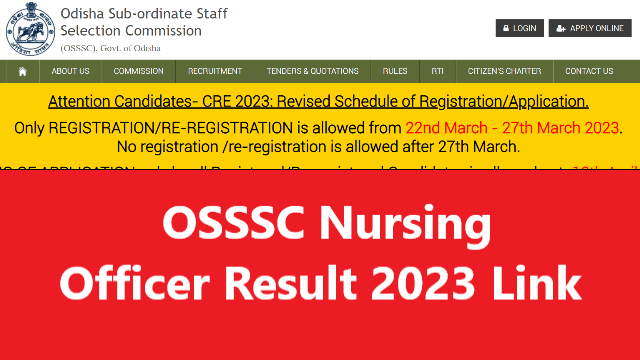 OSSSC Nursing Officer Result 2023